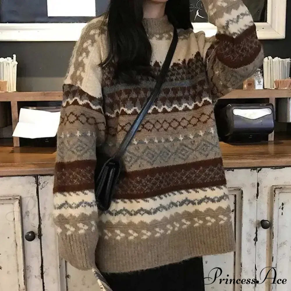 Korean Fashion Striped Baggy Jumper - Image 4