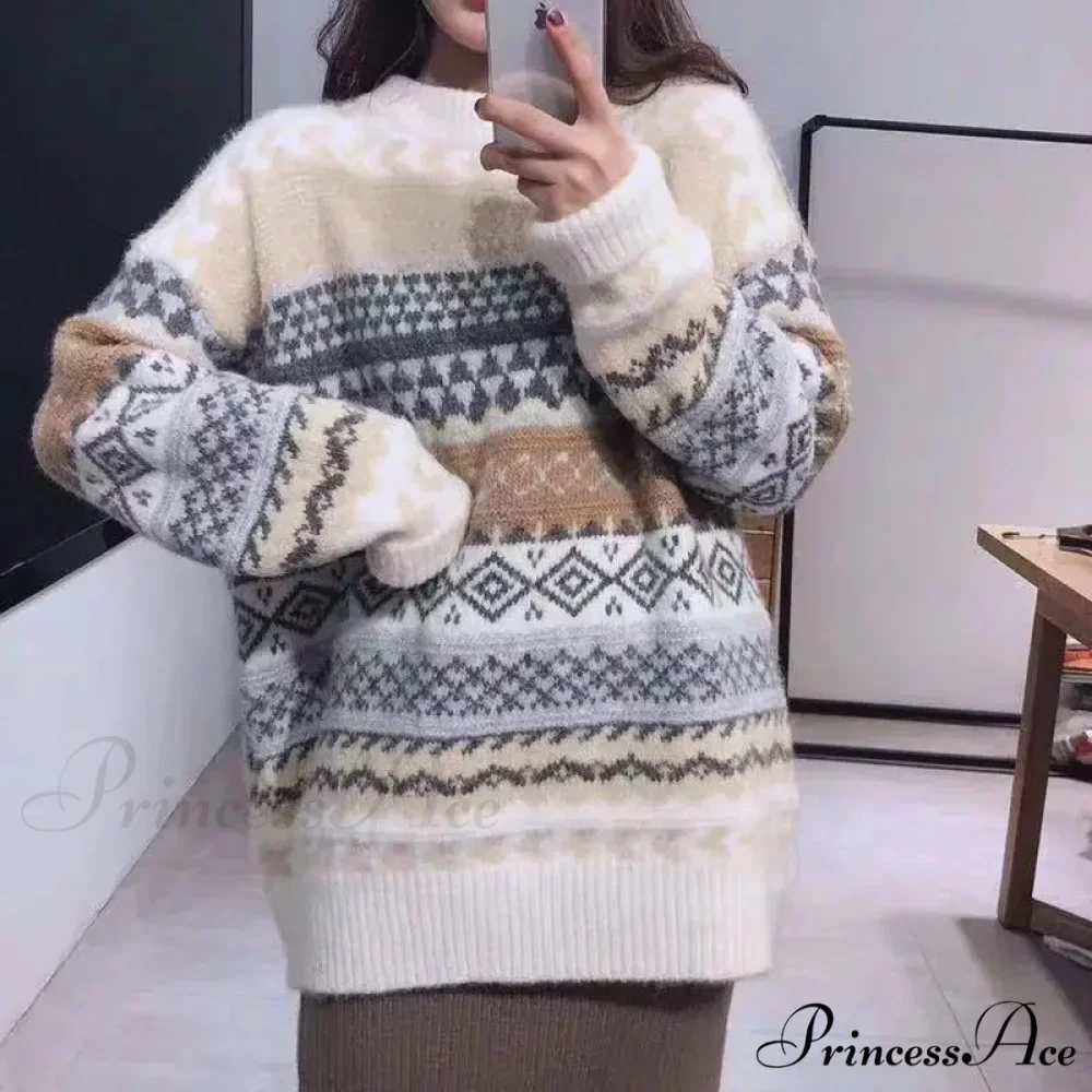 Korean Fashion Striped Baggy Jumper - Image 6