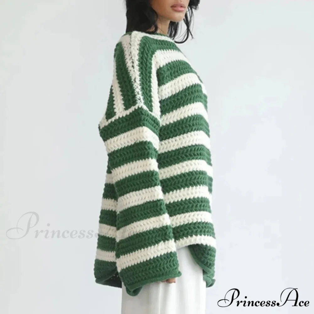 Korean Fashion Striped Generous Sweater - Image 2