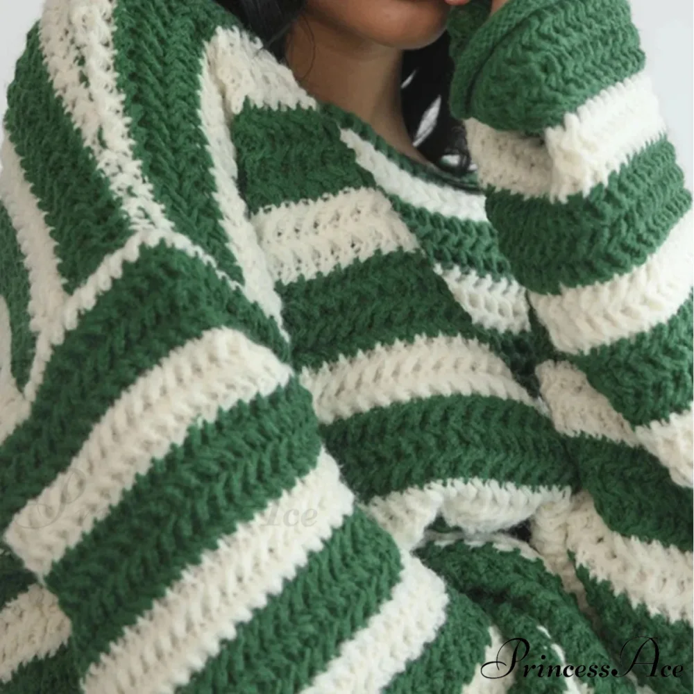 Korean Fashion Striped Generous Sweater - Image 3