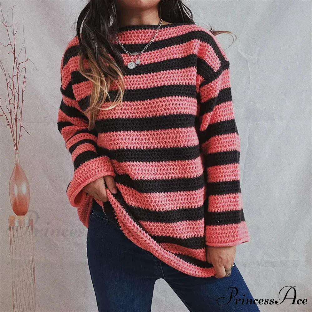 Korean Fashion Striped Generous Sweater - Image 5