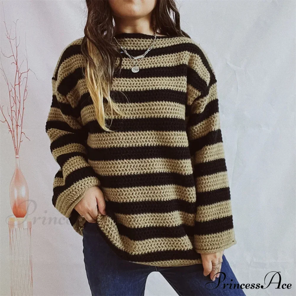 Korean Fashion Striped Generous Sweater - Image 6