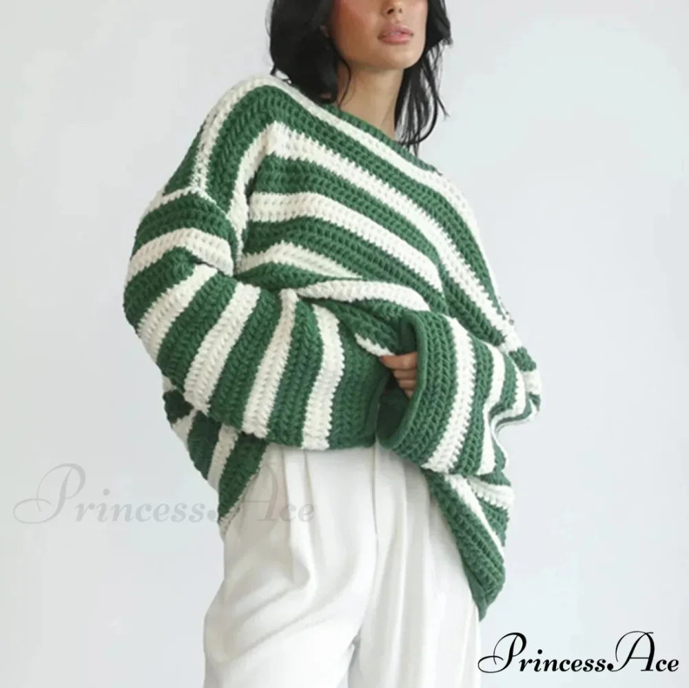 Korean Fashion Striped Generous Sweater - Image 7