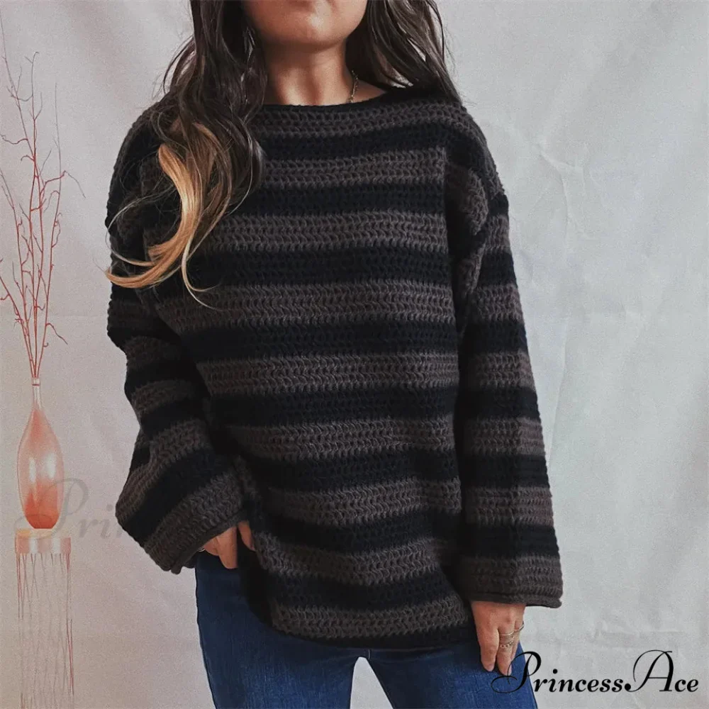 Korean Fashion Striped Generous Sweater - Image 8