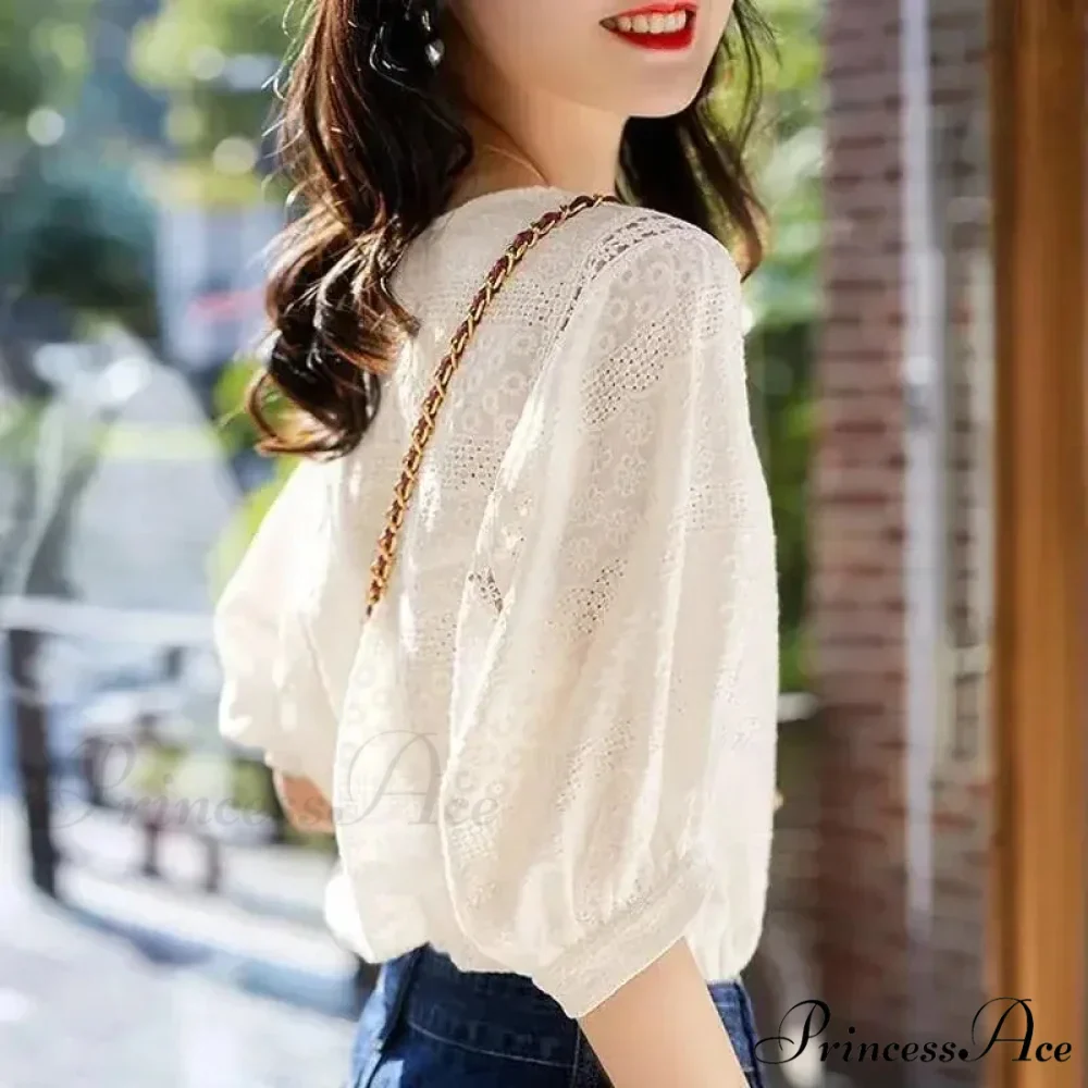 Korean Lantern Sleeve Embroidered Cotton Lace Blouse

Modified Title: Korean Lantern Sleeve Decorated Cotton Lace Blouse - Image 3