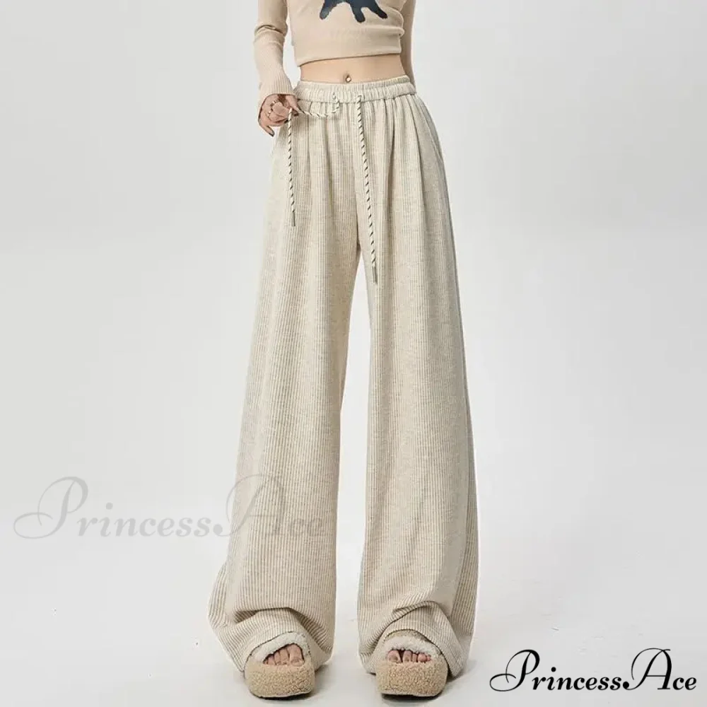 Korean Stripes Tall Waist Drawstring Trousers - Image 3