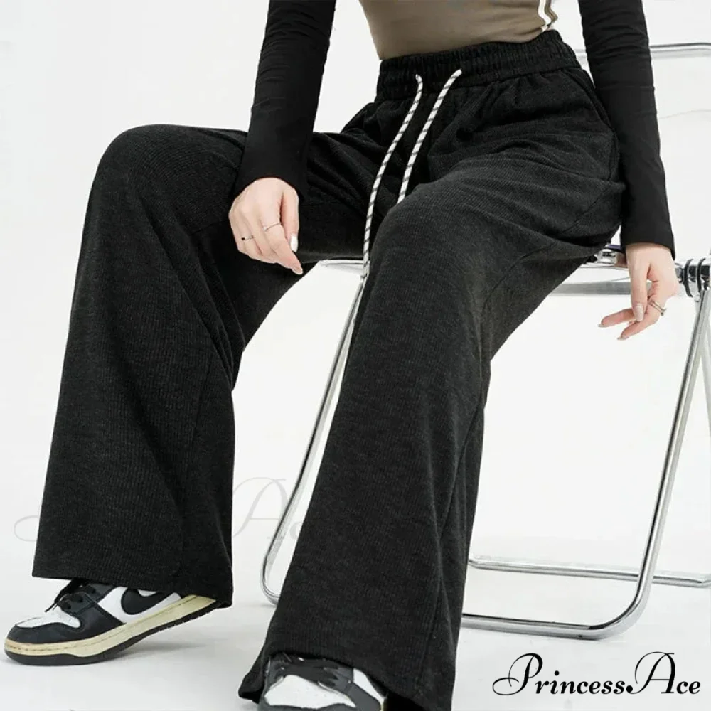Korean Stripes Tall Waist Drawstring Trousers - Image 4