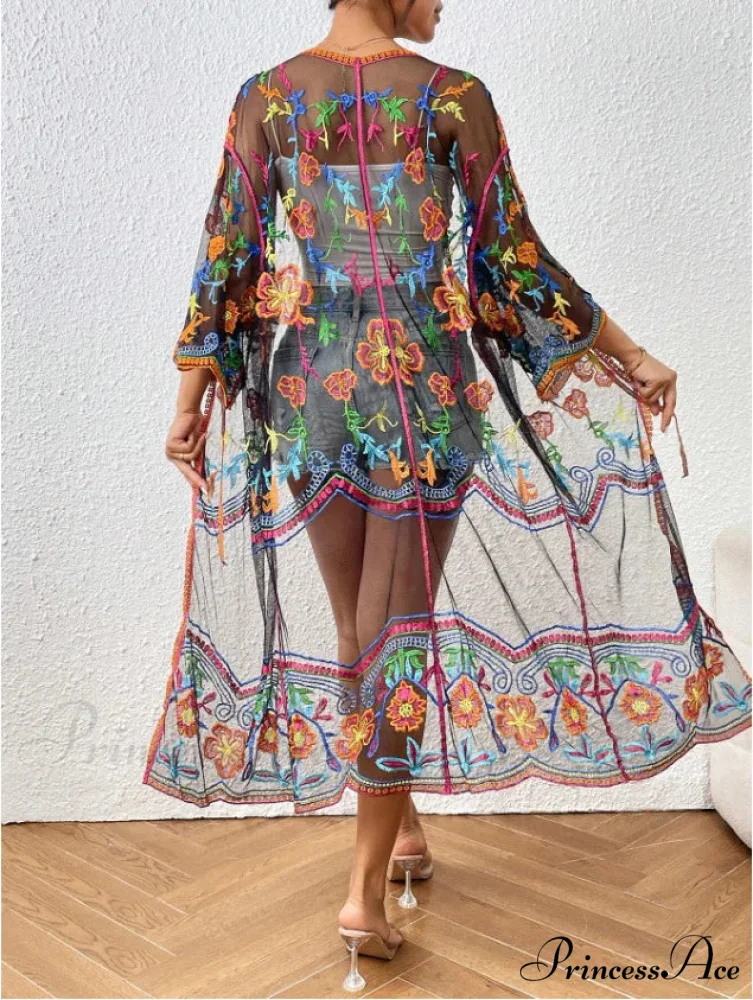 Lace Bohemian Bikini Beach Cover up Women Dresses Summer - Image 2