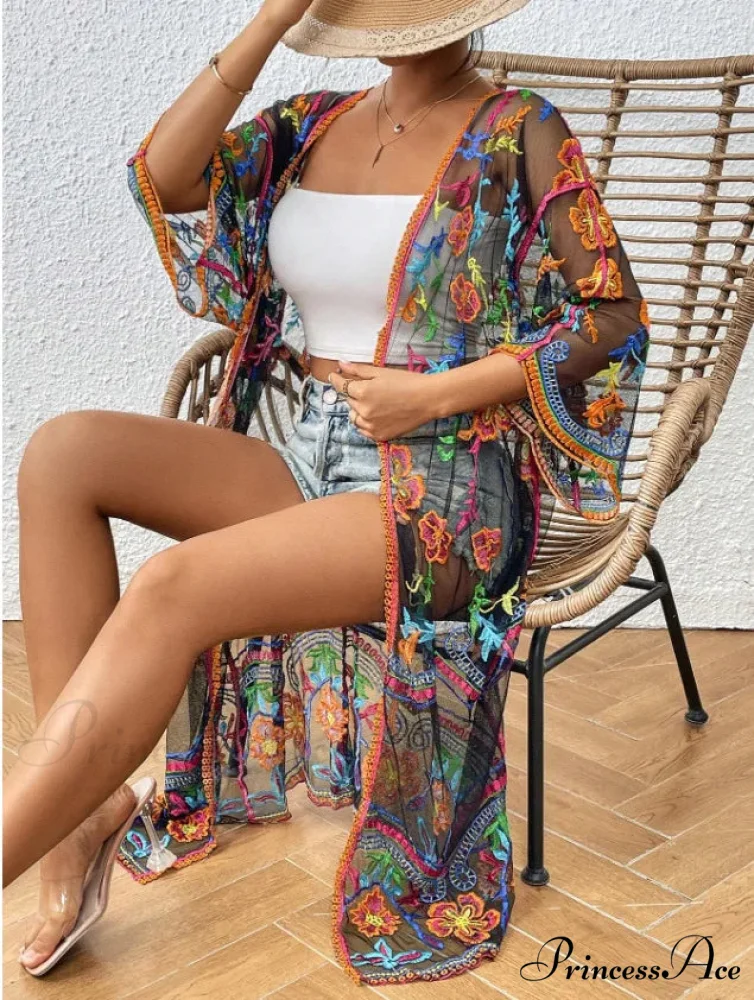 Lace Bohemian Bikini Beach Cover up Women Dresses Summer - Image 3