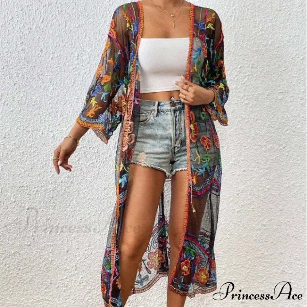 Lace Bohemian Bikini Beach Cover up Women Dresses Summer - Image 5