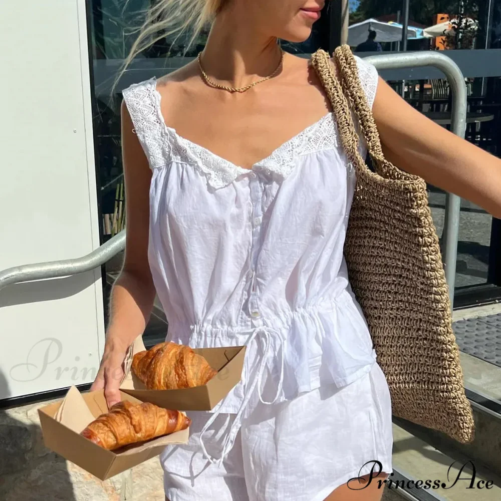Lace Button Up Short Top - Image 6