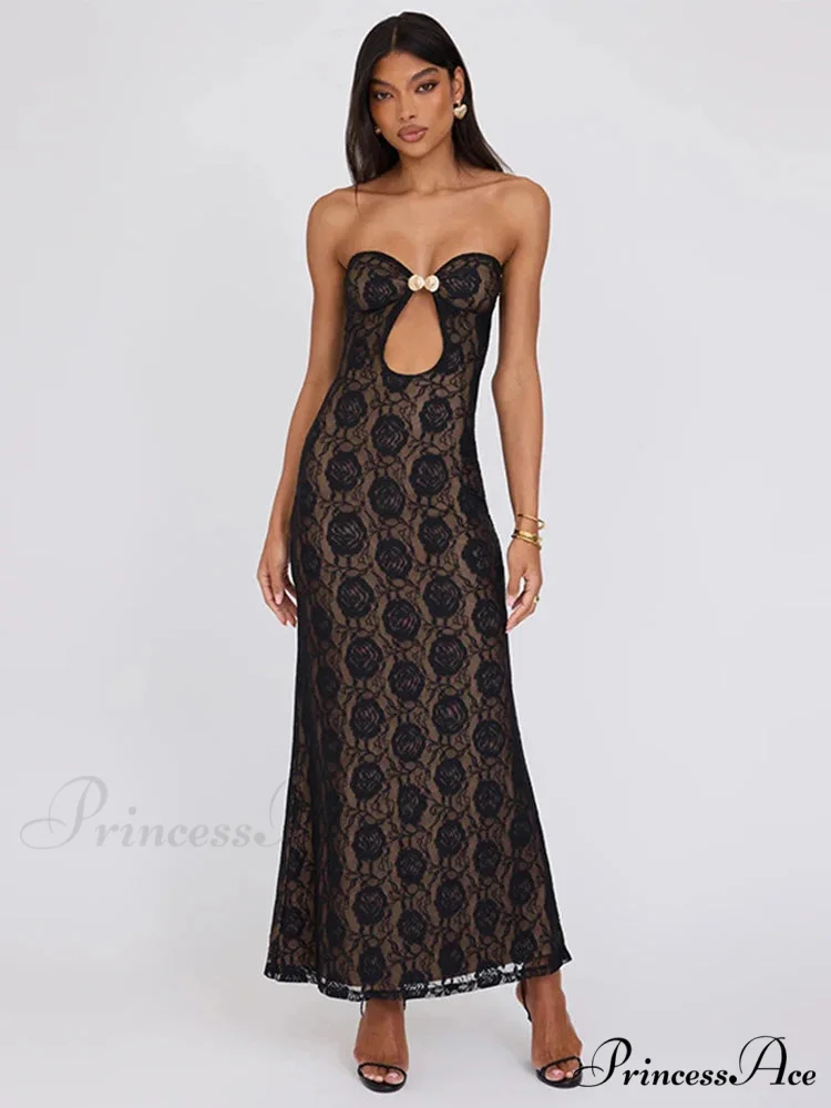 Lace Celebration Bandeau Bodycon Extended Floral Dress - Image 2