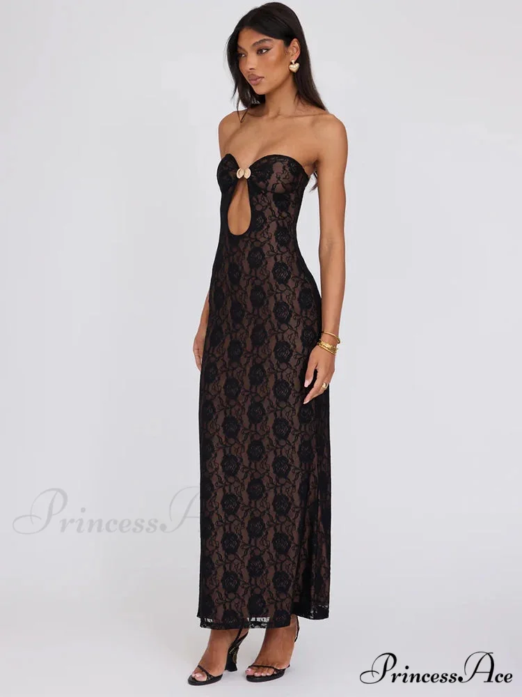 Lace Celebration Bandeau Bodycon Extended Floral Dress - Image 3