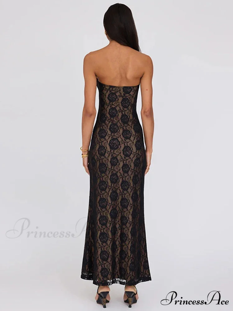Lace Celebration Bandeau Bodycon Extended Floral Dress - Image 4