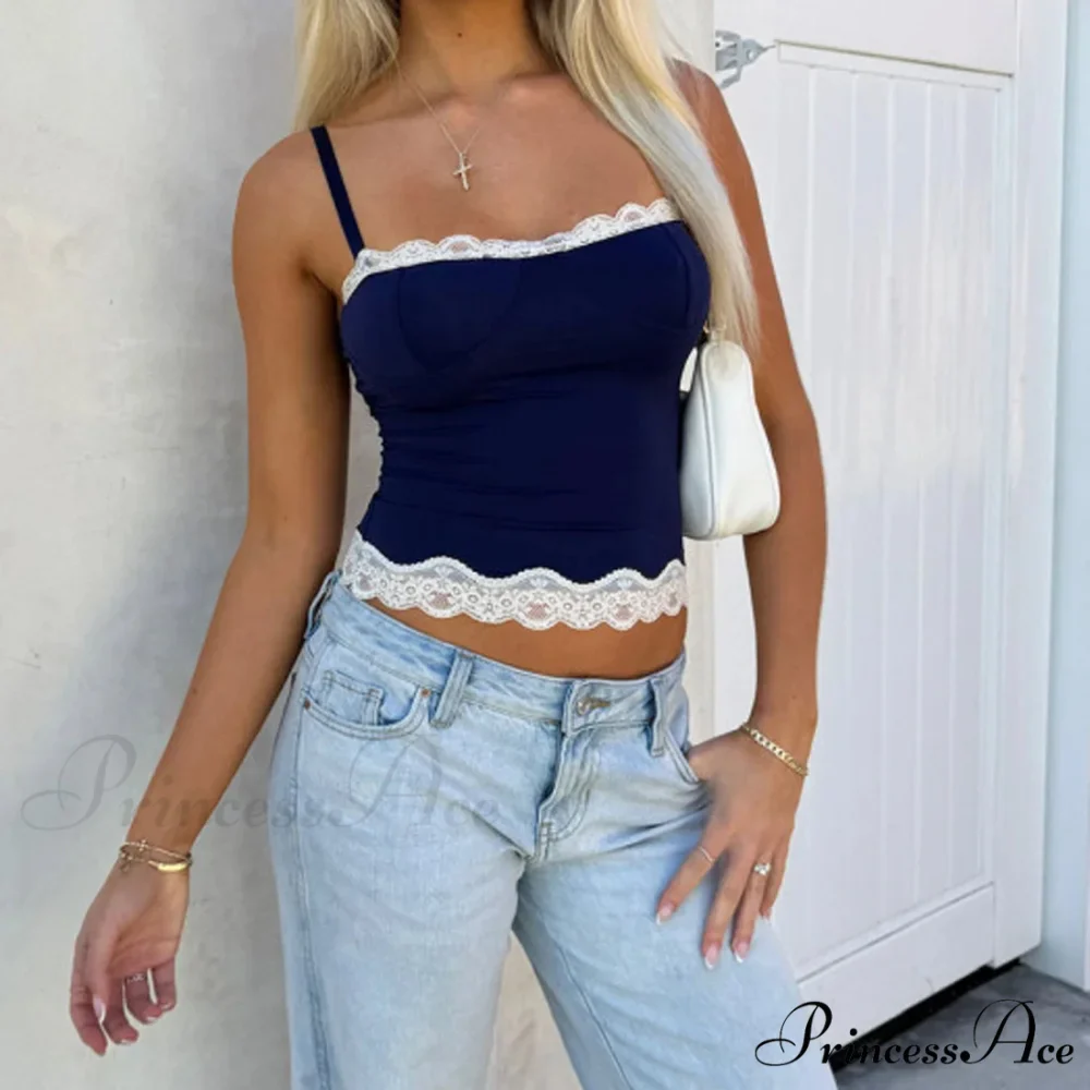 Lace Edging Open Rear Crop Top - Image 3