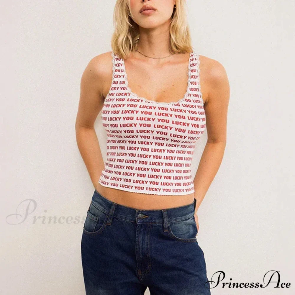 Lace Edging Trim Tight Fit Millennium Summer Flower Sleeveless Informal Fundamental Crop Top - Image 4