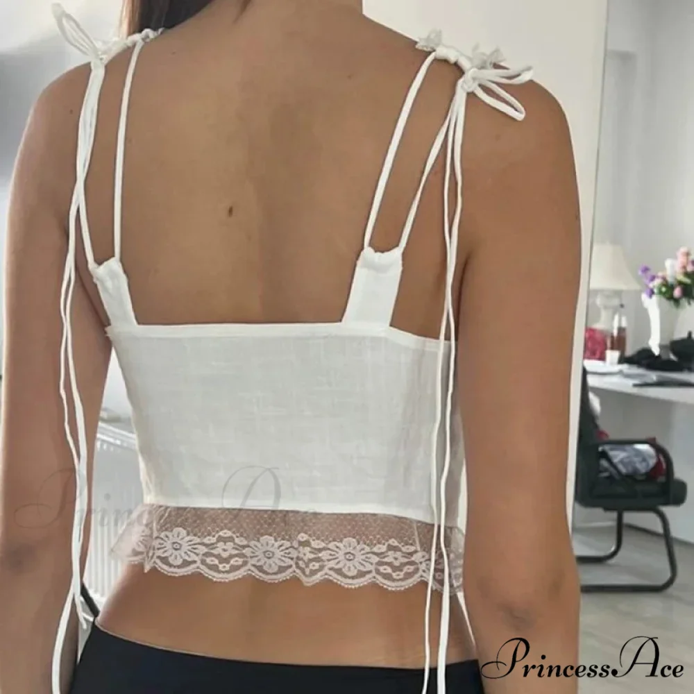 Lace Fasten Navel Crop Top - Image 3
