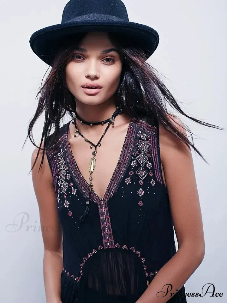 Lace Flounce Sleeve Fringe Hollow Maxi Boho Dress - Image 3