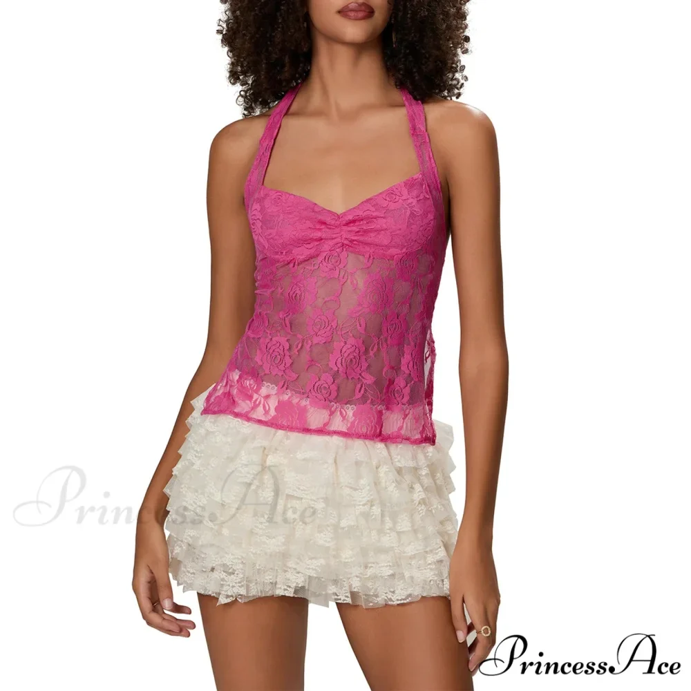 Lace Halter Bind-Up Crop Top - Image 10