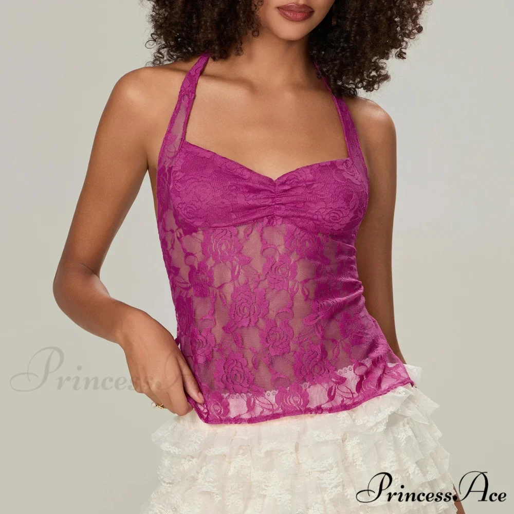 Lace Halter Bind-Up Crop Top - Image 4