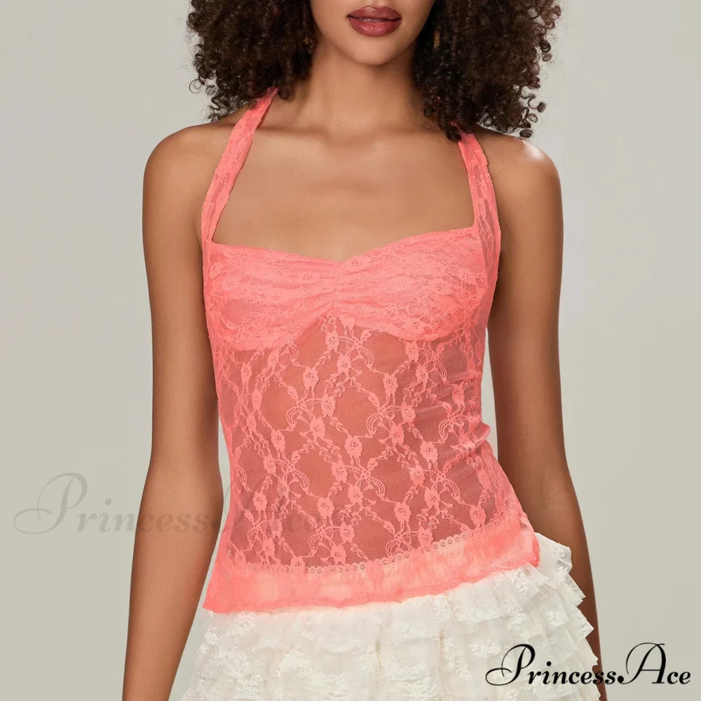 Lace Halter Bind-Up Crop Top - Image 5