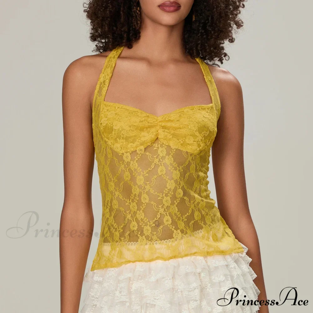 Lace Halter Bind-Up Crop Top - Image 6