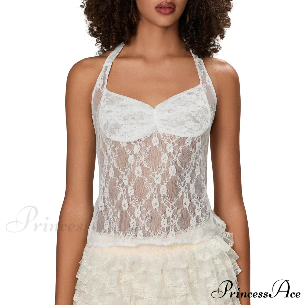 Lace Halter Bind-Up Crop Top - Image 8