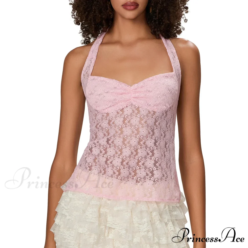 Lace Halter Bind-Up Crop Top - Image 9