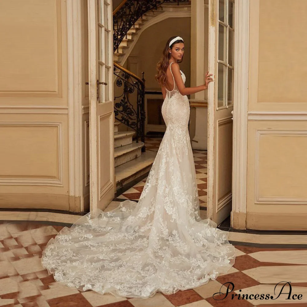 Lace Open-Back Mermaid Bridal Gown - Image 2