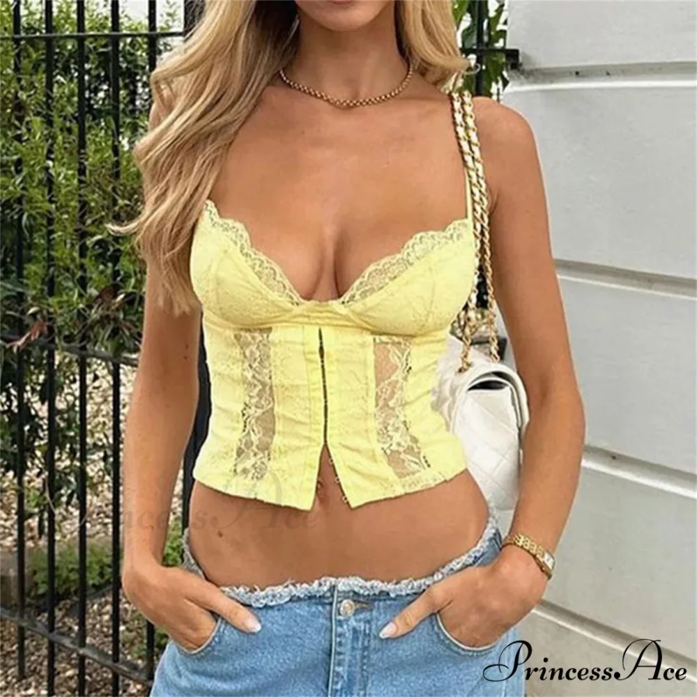 Lace Patchwork Corset Crop Top - Image 2