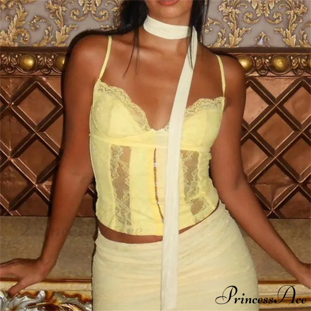 Lace Patchwork Corset Crop Top - Image 4