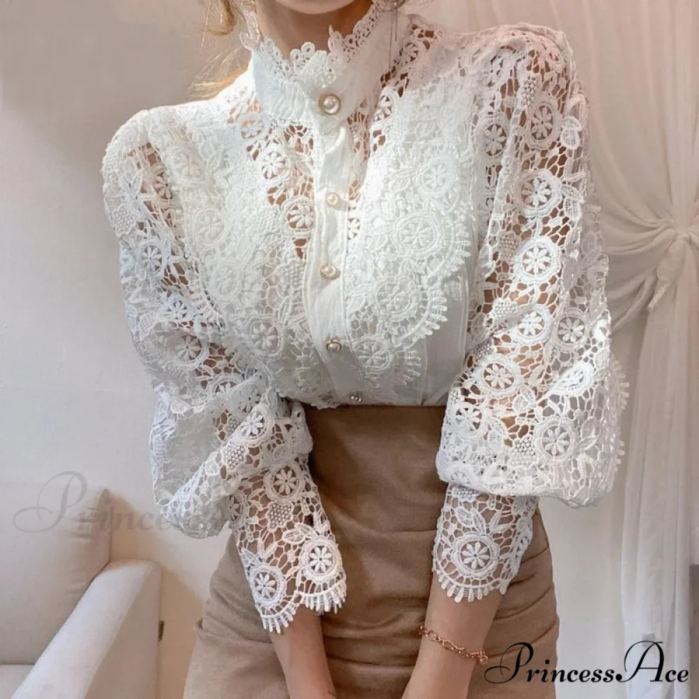 Lace Patchwork Floral Sleeve Blouse - Image 2