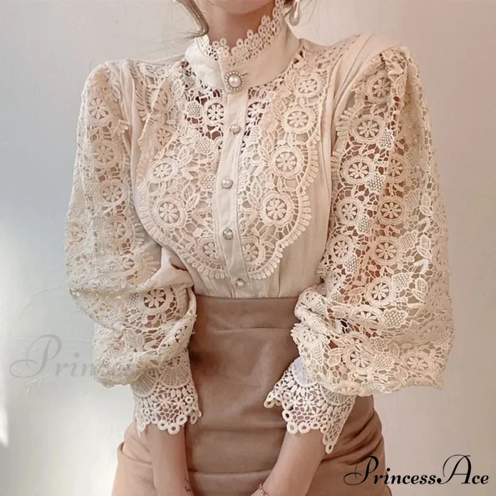 Lace Patchwork Floral Sleeve Blouse - Image 7