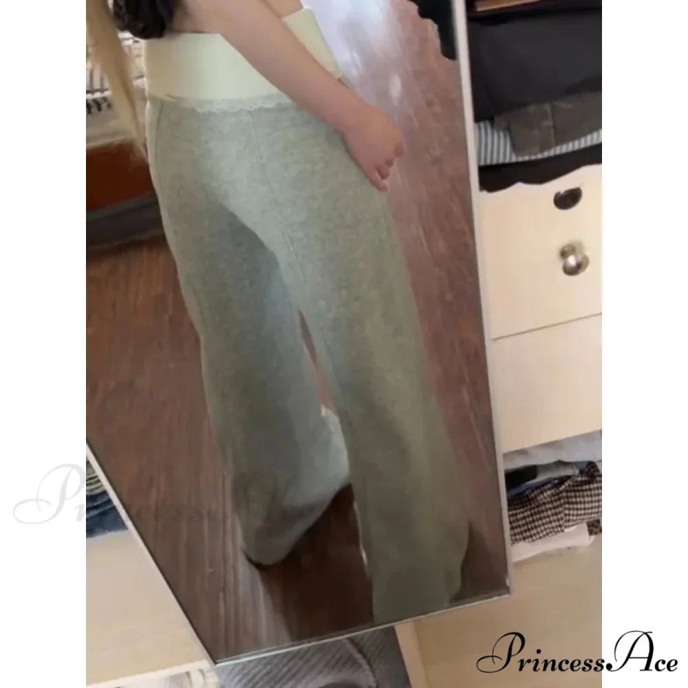 Lace Patchwork Fundamental Flare Women Pants - Image 5