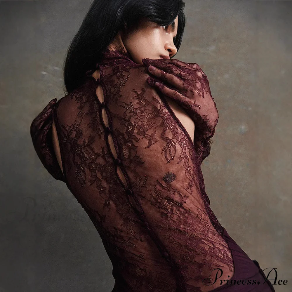 Lace Patchwork Profound V Gathered Prom Dress - Image 2
