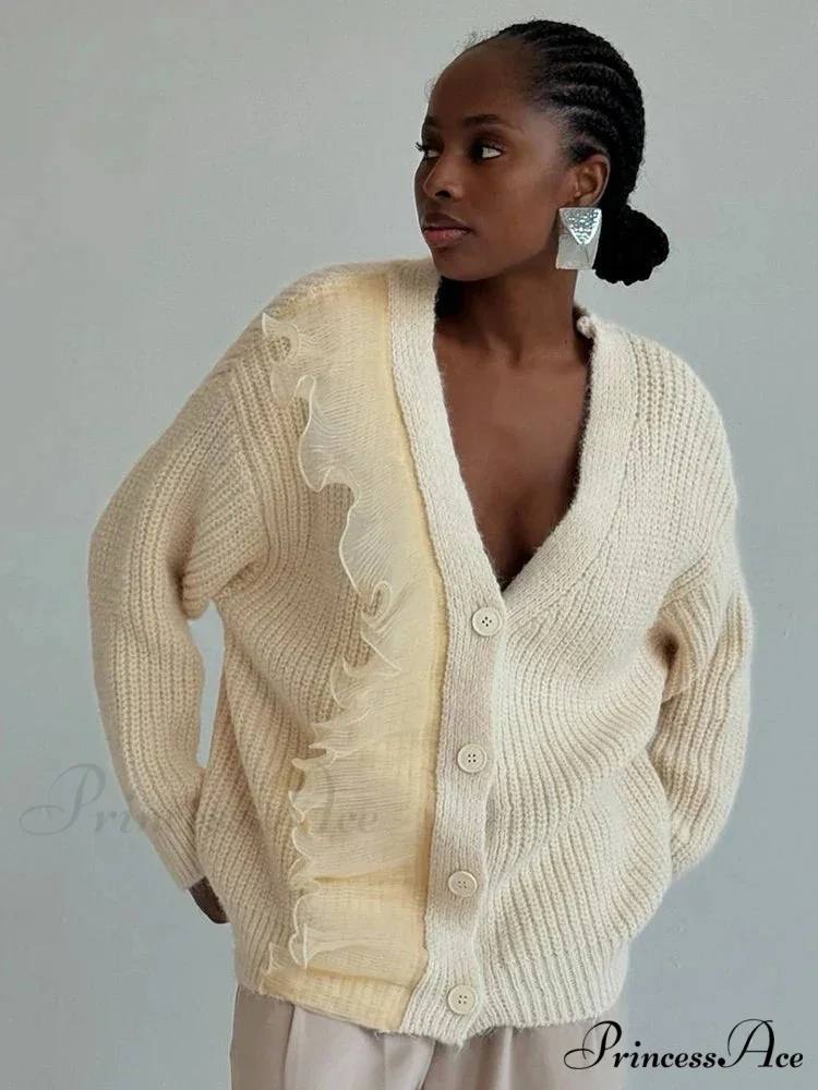 Lace Patchwork V-neck Ribbed Cardigan

Modified Title: Lace Patchwork V-neck Ribbed Cardigan - Image 4