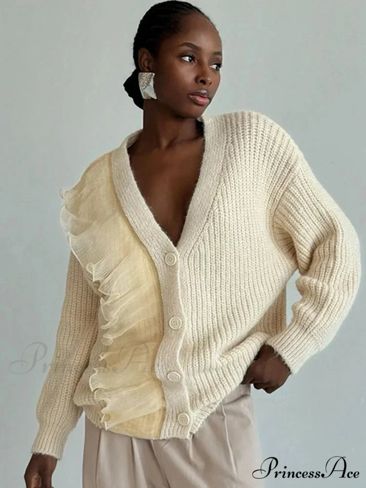 Lace Patchwork V-neck Ribbed Cardigan

Modified Title: Lace Patchwork V-neck Ribbed Cardigan - Image 5