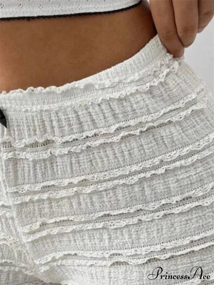 Lace Ribbon Patchwork Elastic Short - Image 3