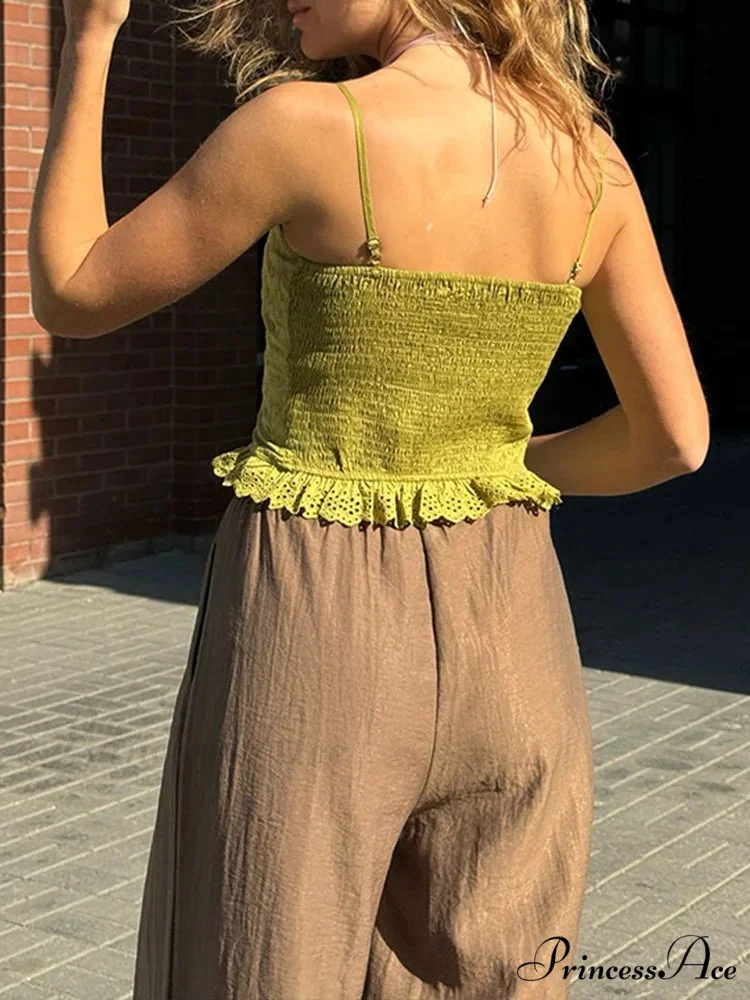 Lace Sleeveless V-neck Criss-cross Tie-up Crop Top - Image 4