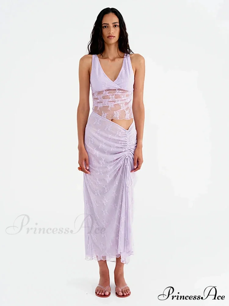 Lace V-neck Skirt Holiday Dress - Image 4