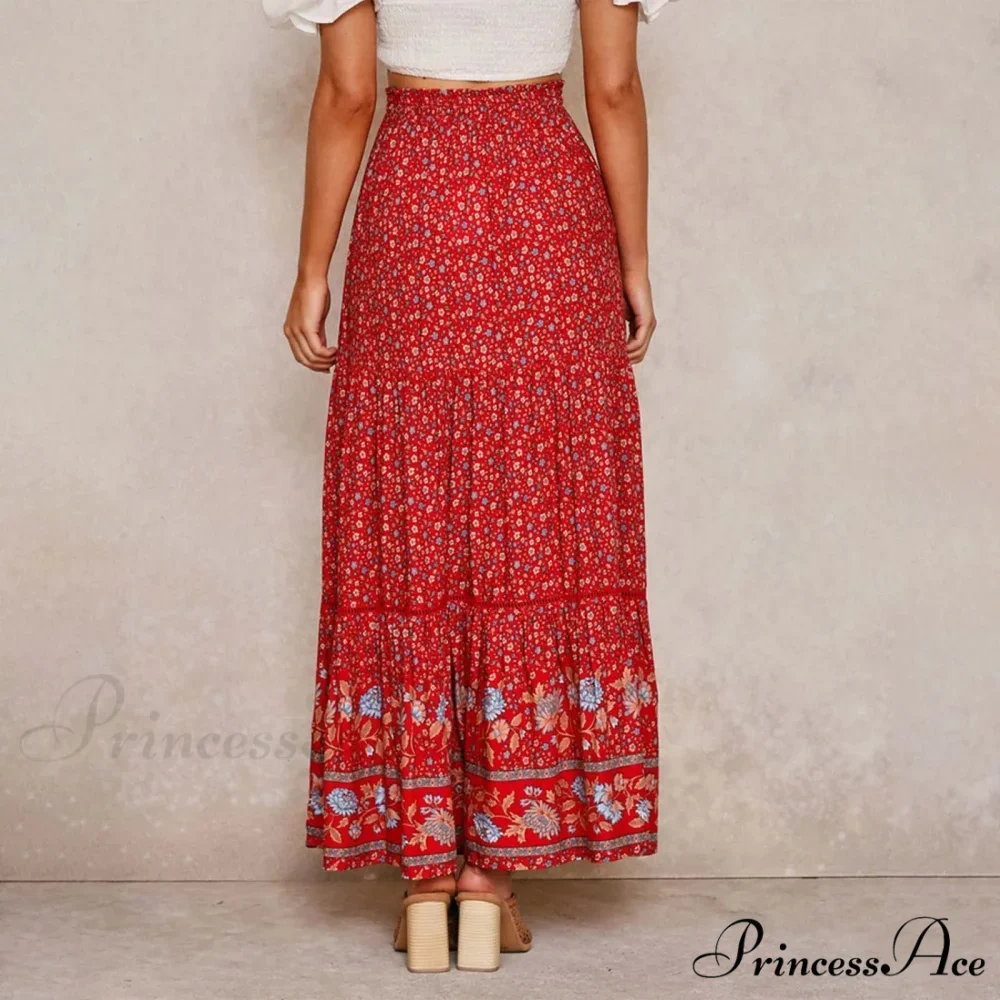 Lacy Bohemian Tall Waist Slender Floral Skirt - Image 3