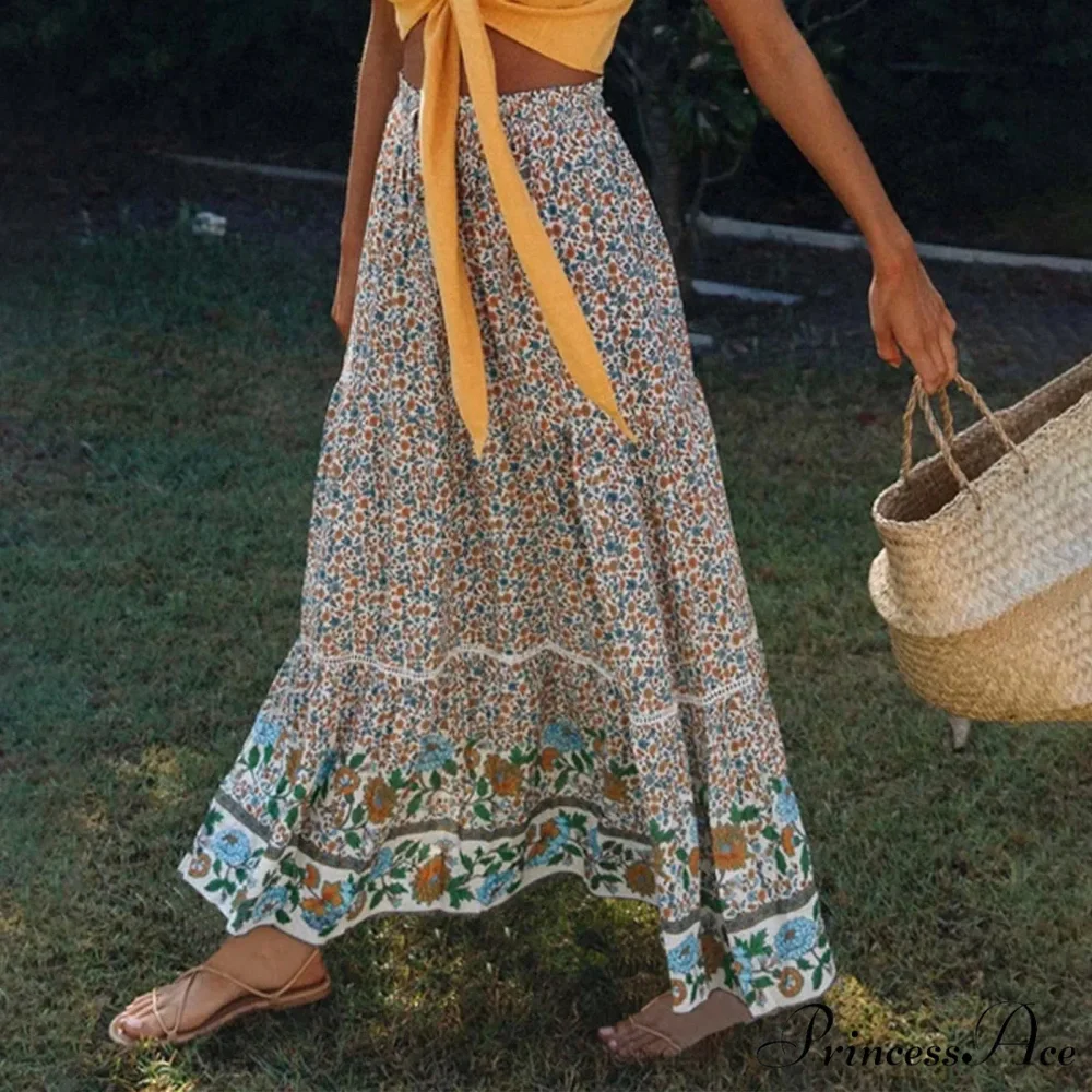 Lacy Bohemian Tall Waist Slender Floral Skirt - Image 4