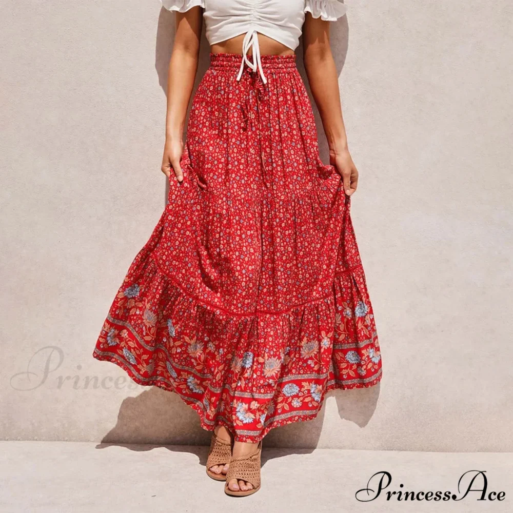 Lacy Bohemian Tall Waist Slender Floral Skirt - Image 5