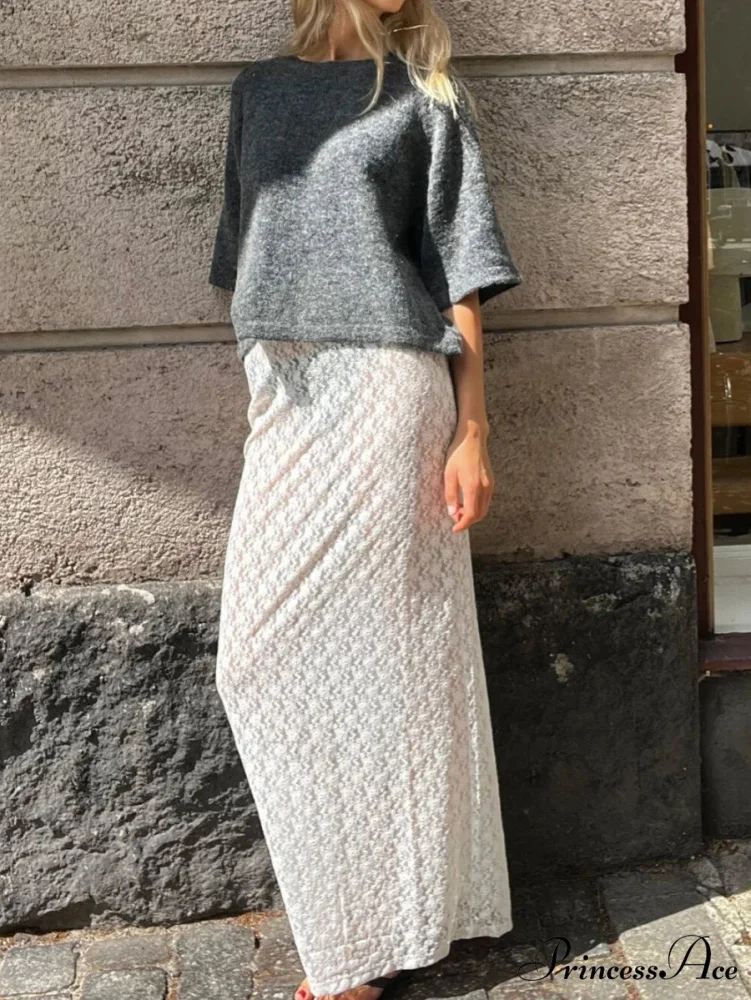 Lacy Flower Low Cut Maxi Skirt - Image 2