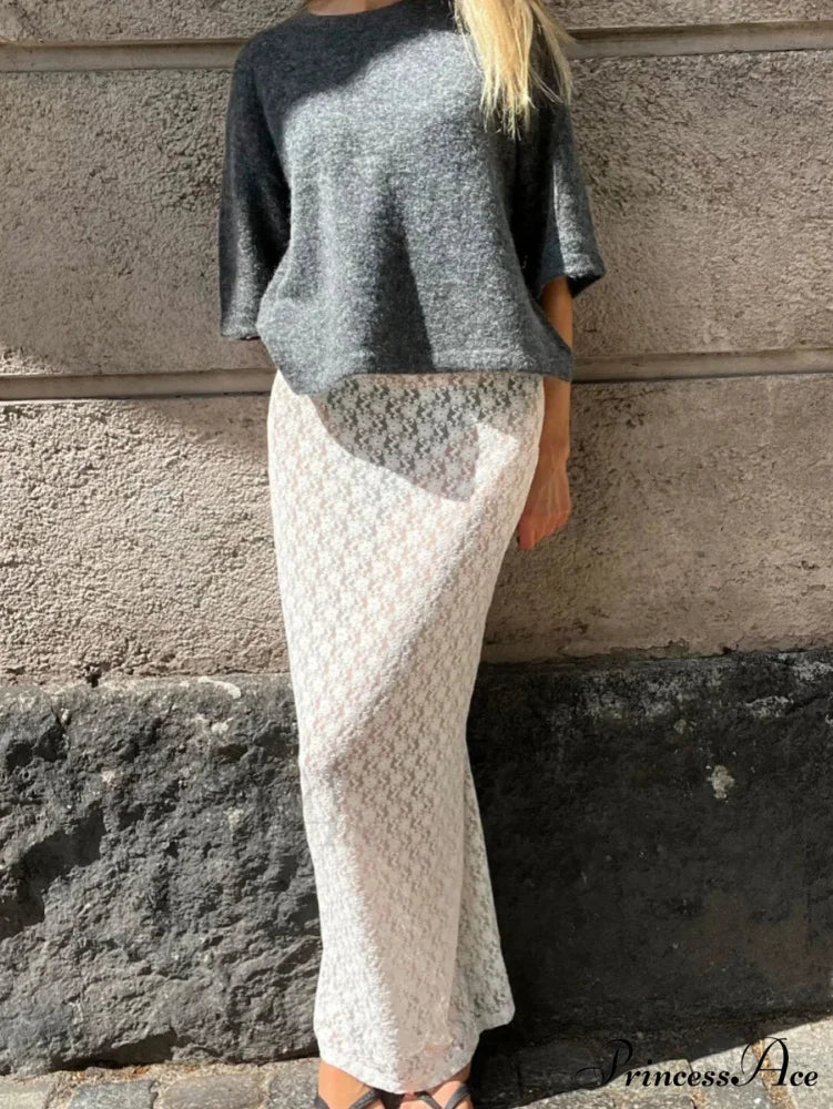 Lacy Flower Low Cut Maxi Skirt - Image 3