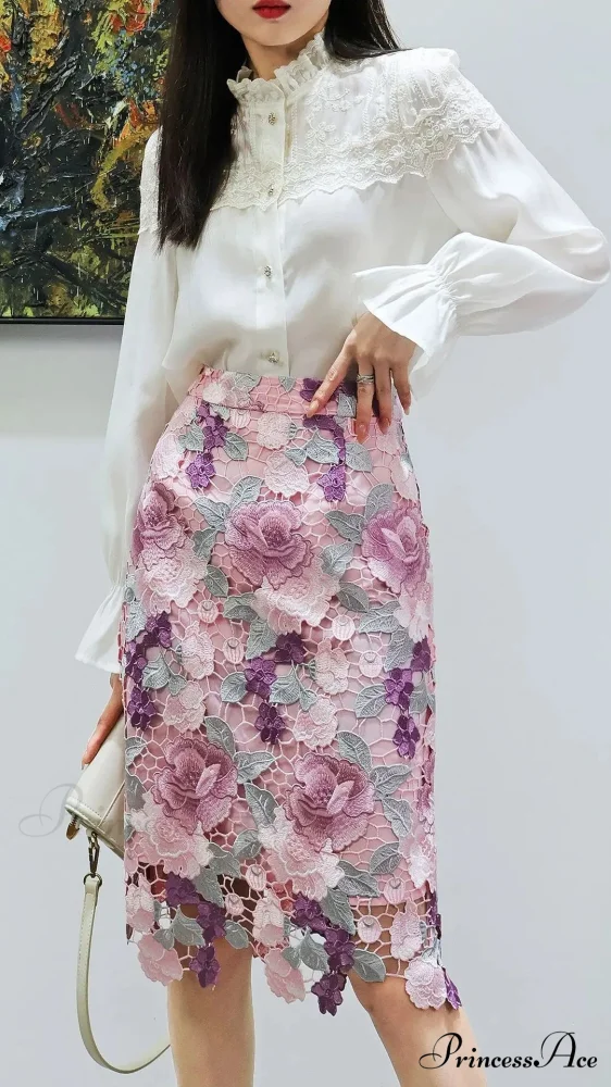 Lacy Flower Slim Skirt for Women - Image 4