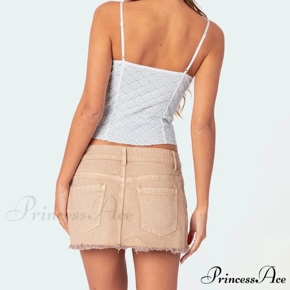 Lacy Flower Spaghetti Crop Top - Image 6