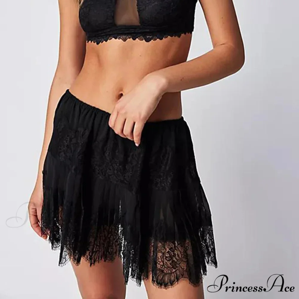 Lacy Flower Tiered Slip Skirt - Image 2