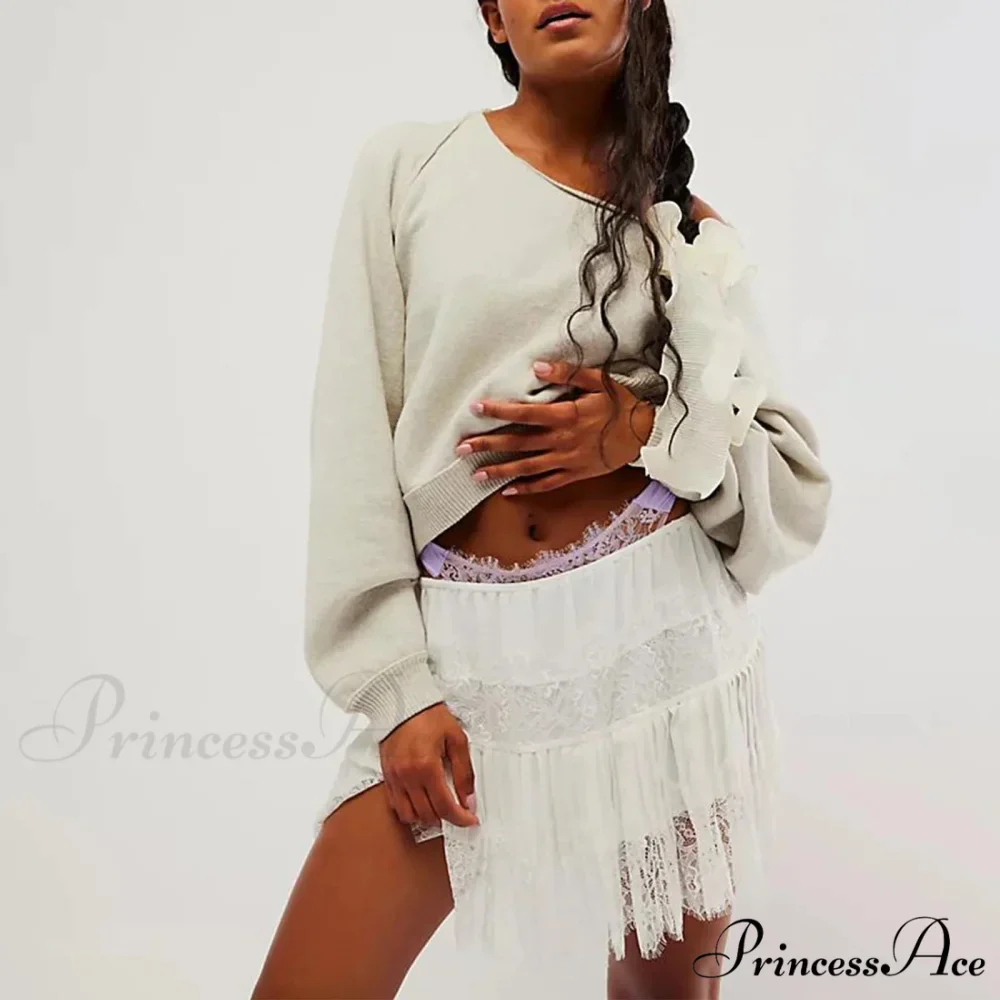 Lacy Flower Tiered Slip Skirt - Image 5