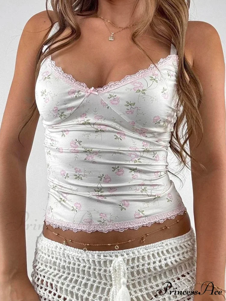 Lacy Flower V-Neck Crop Top - Image 6